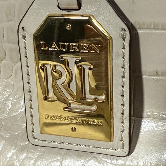 Ralph Lauren Croc-Embossed Leather Satchel Bag 👜 - Picture 7 of 9